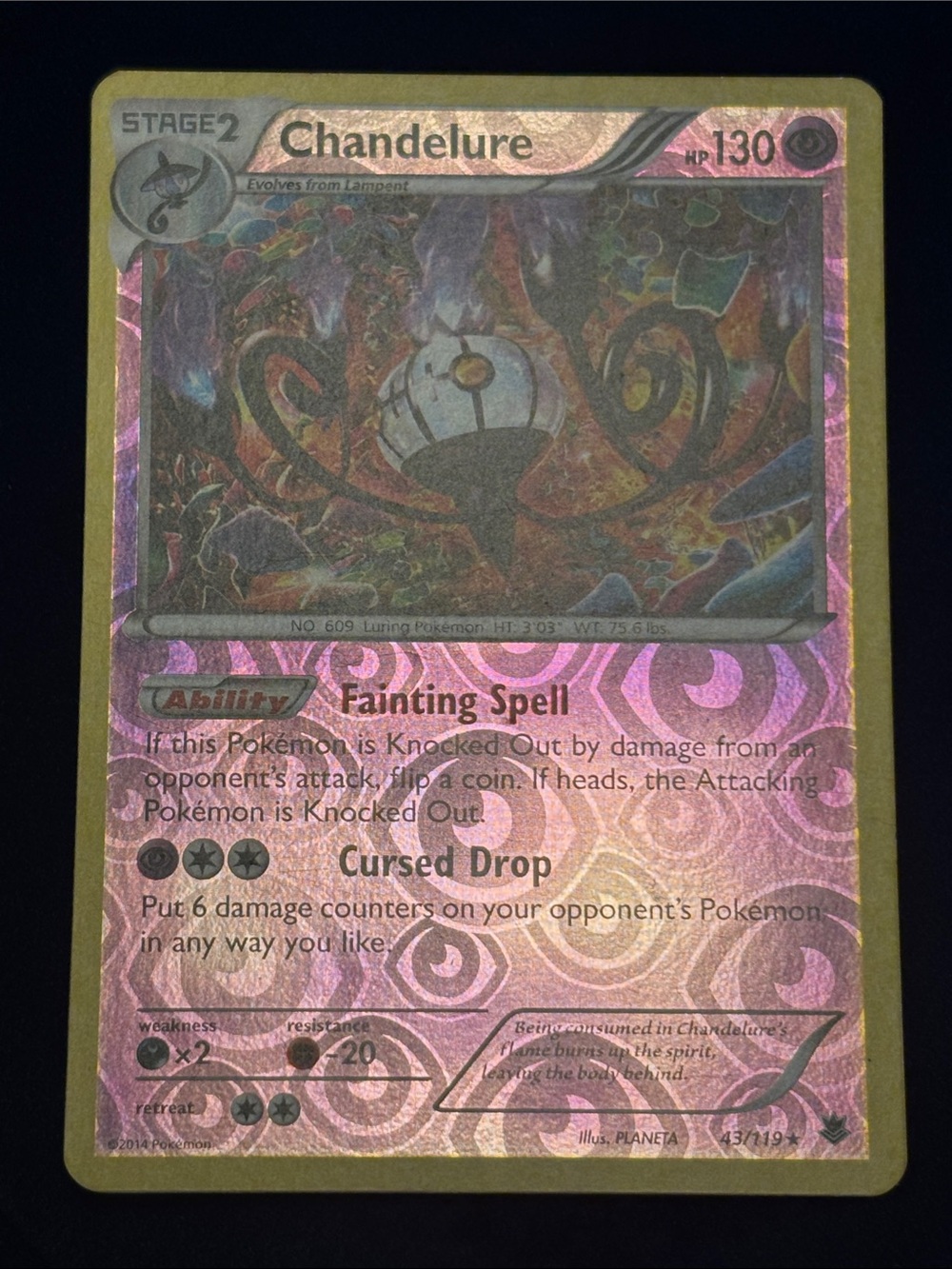 Chandelure Reverse Holo Pokemon Card Phantom Forces